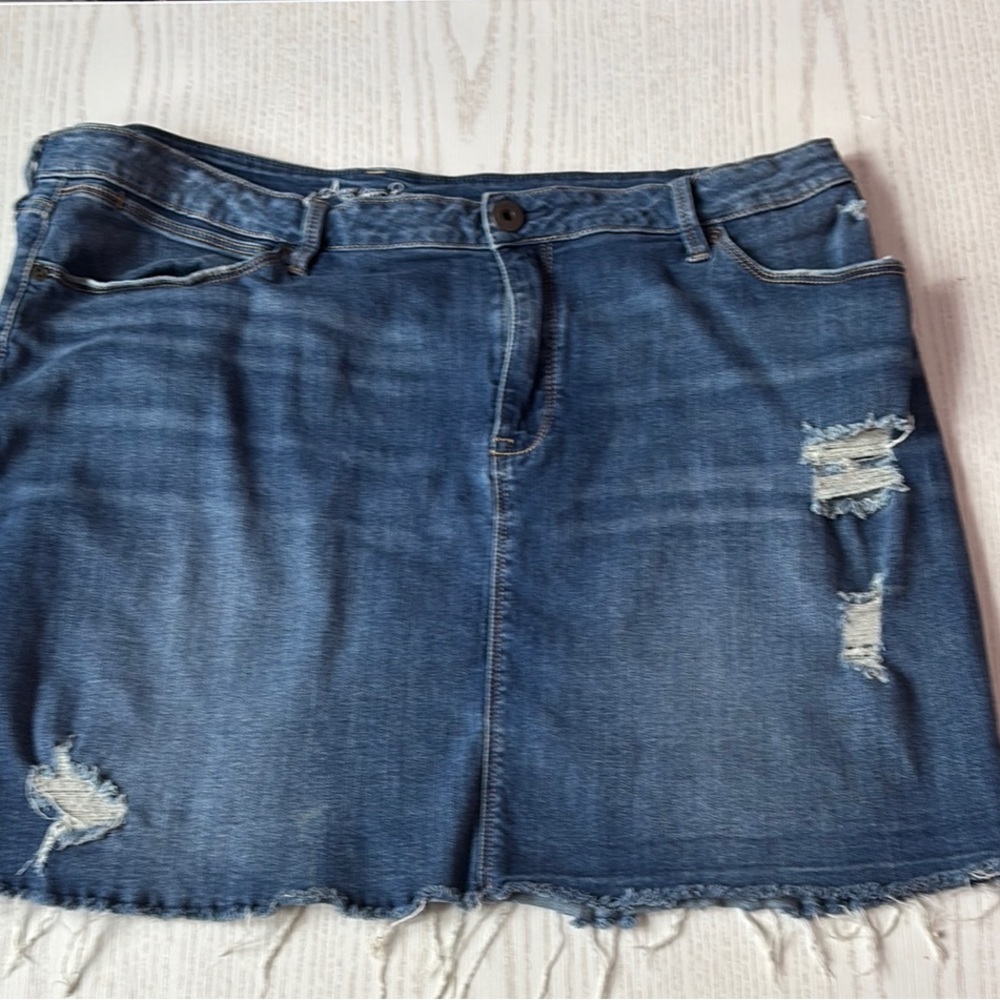 American Rag Blue Mini Skirt with Faded Wash